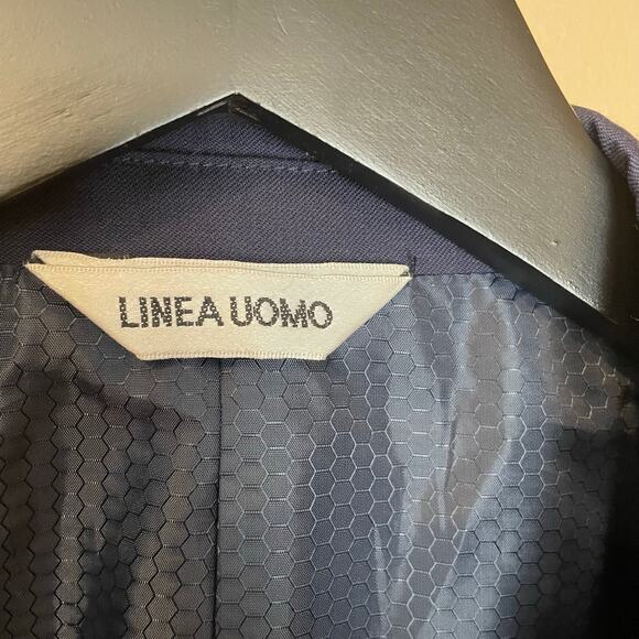 Linea Uomo Mens 100% Wool Blazer Size 48 Short / 46 Waist Navy Performance Wool - Picture 3 of 8